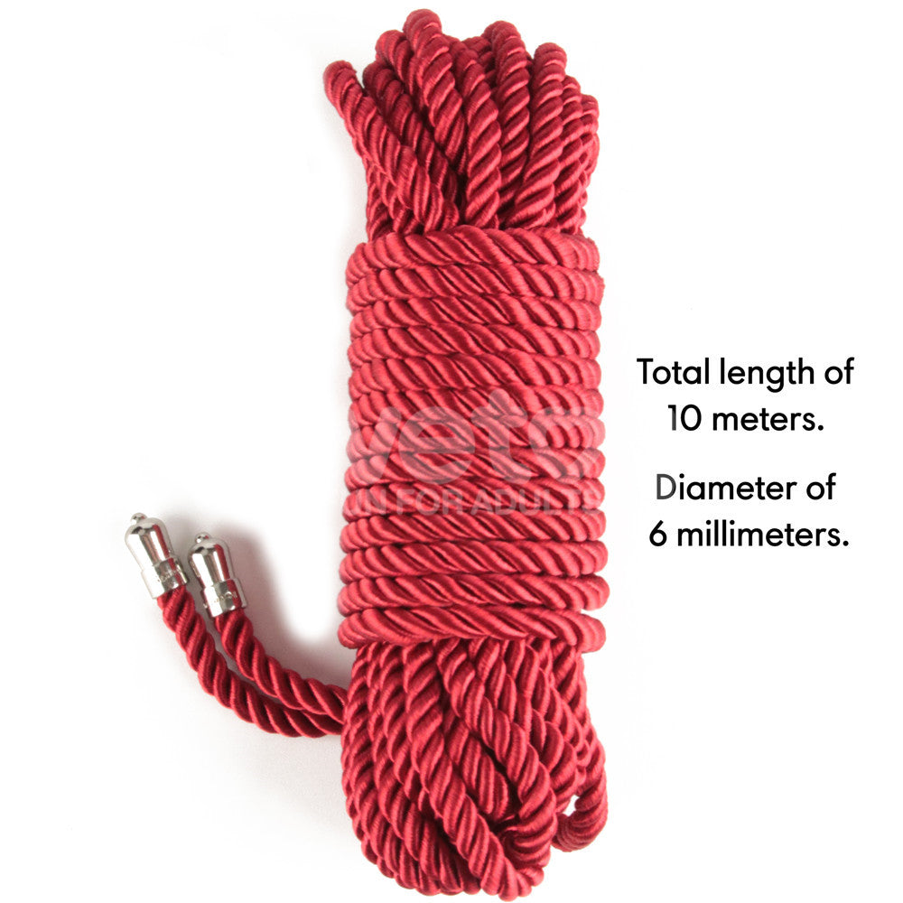 Rebellion Reign Silky Bondage Rope - Red - Red Bondage Rope - 10 metre length