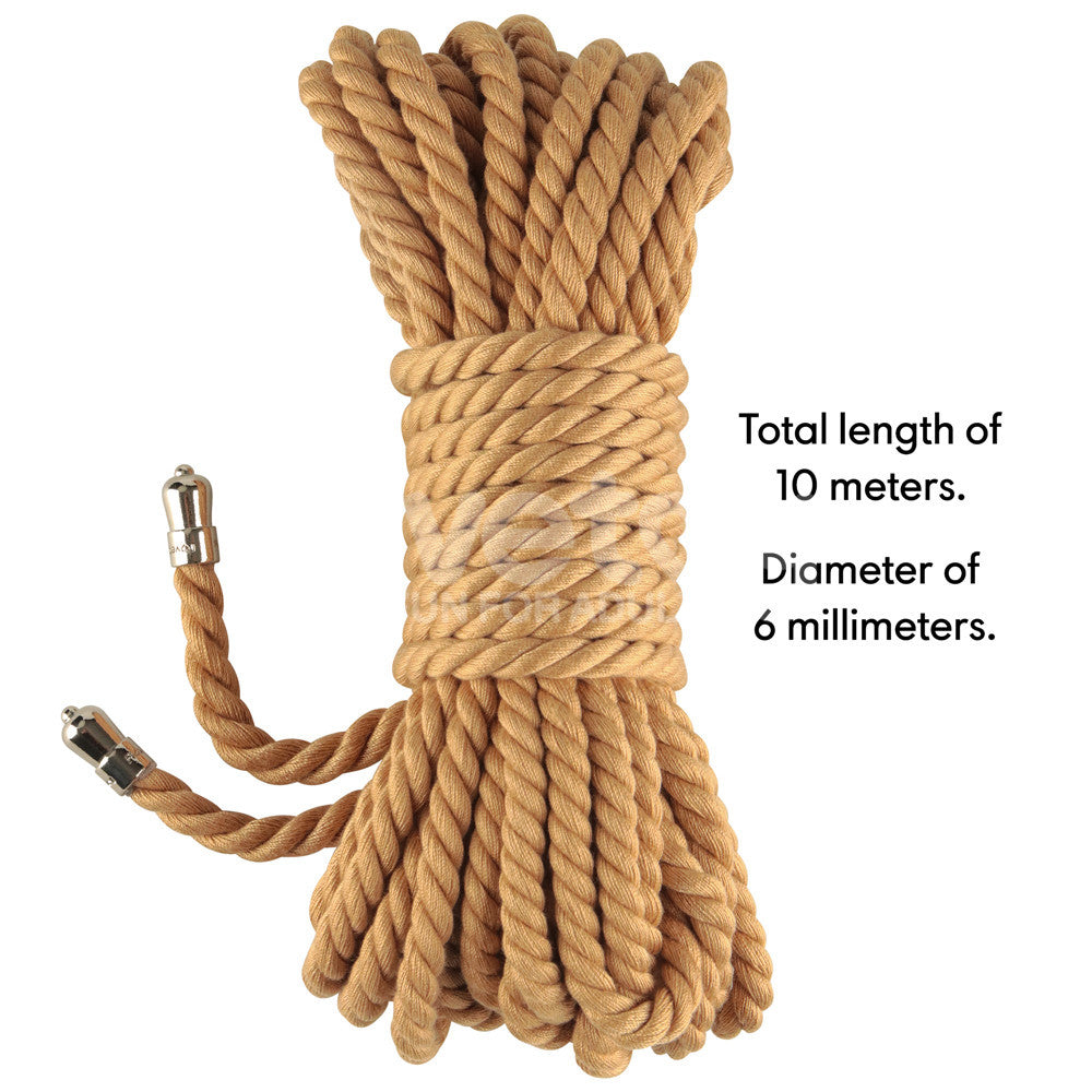 Rebellion Reign Bondage Rope - Natural - Natural Bondage Rope - 10 metre length-LV761304