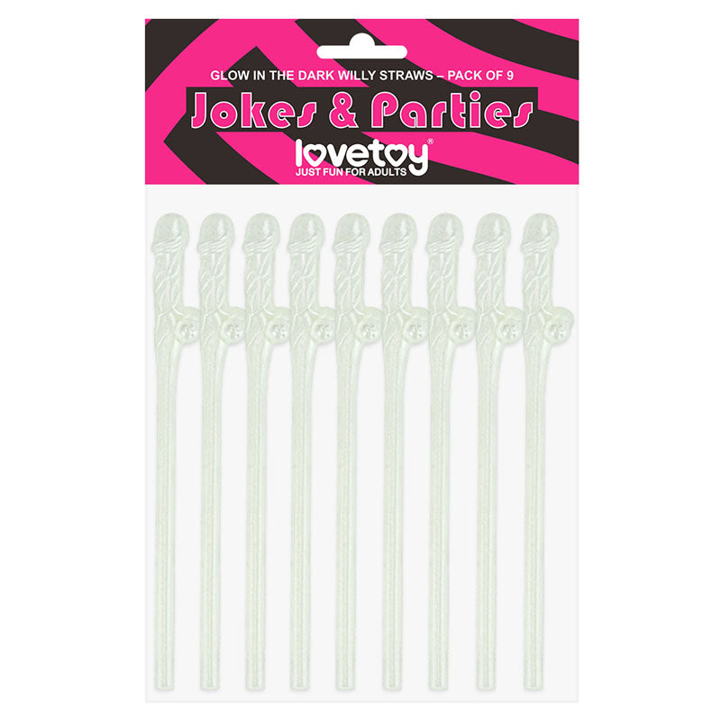 Jokes & Parties Glow In The Dark Willy Straws - Glow in Dark Dicky Straws - Set of 9-LV765001