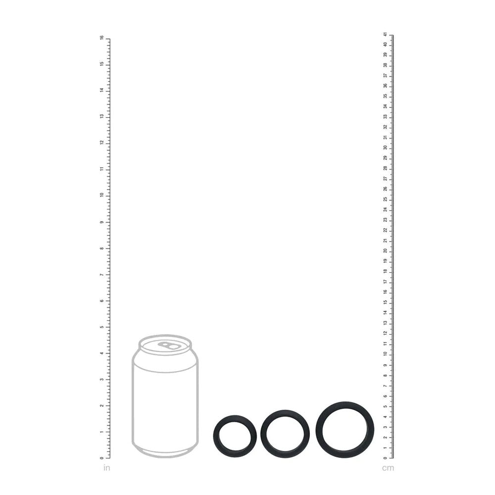 LEVELZ Wide O Silicone Cock Ring Set of 3 - S/M/L - Black Cock Rings - Set of 3 Sizes-LVL01-0014BLK