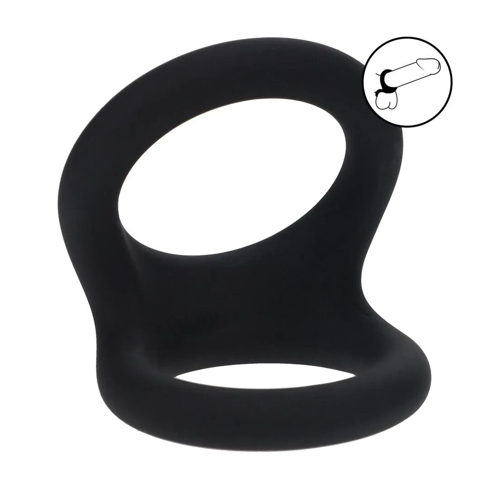 LEVELZ Double O Silicone Cock Ring - L - Black - Black Cock & Balls Rings-LVL01-0027BLK