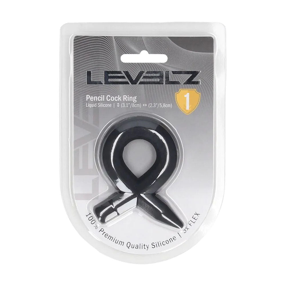 LEVELZ Pencil Liquid Silicone Cock Ring - Black Cock Ring-LVL01-0035BLK
