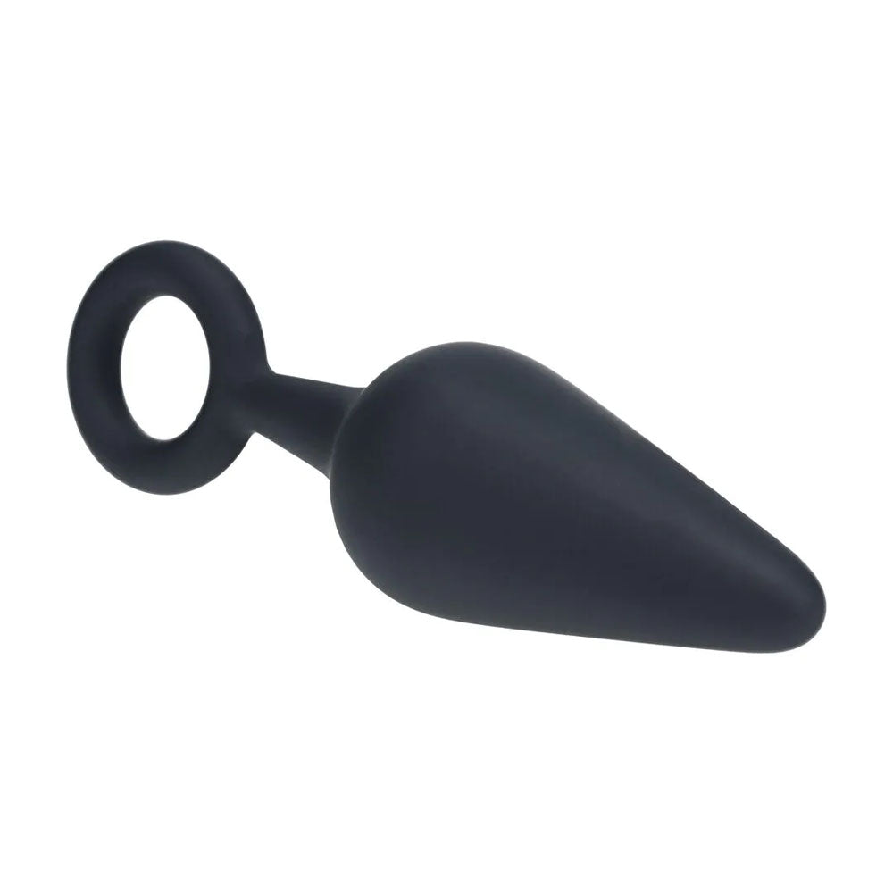 LEVELZ Silicone Anal Plug with Loop - Medium - Black - Black Medium Butt Plug-LVL02-0007BLK