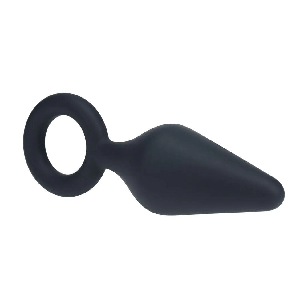 LEVELZ Silicone Anal Plug with Loop - Large - Black Large Butt Plug-LVL02-0008BLK