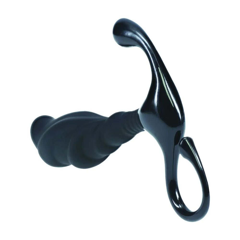 LEVELZ Rippled with Hard Loop Prostate Massager - Large - Black Large Prostate Massager-LVL02-0026BLK