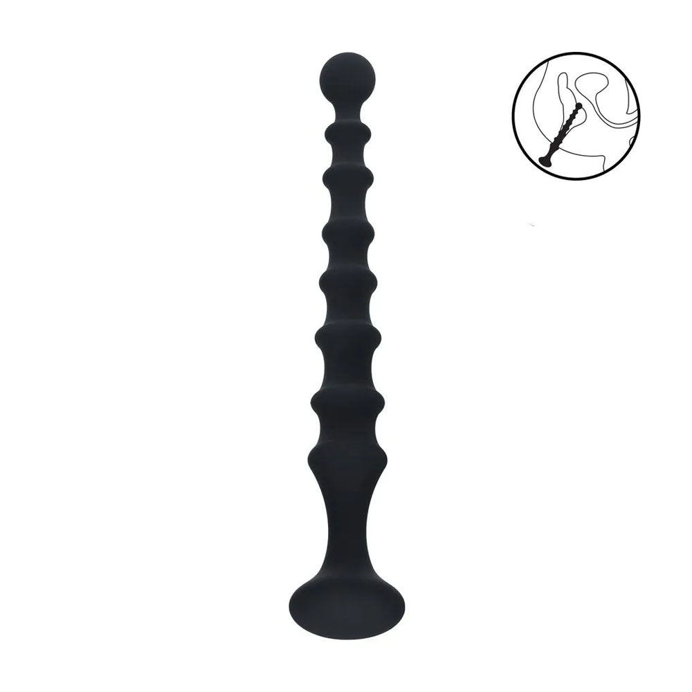LEVELZ Ribbed Silicone Flared Anal Probe - Black 26.7 cm Anal Beads-LVL02-0030BLK