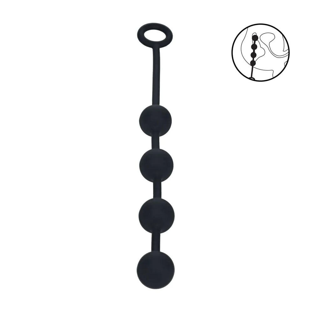 LEVELZ Round Silicone Anal Balls - M - 20mm - Black 32 cm Medium Anal Balls-LVL02-0034BLK