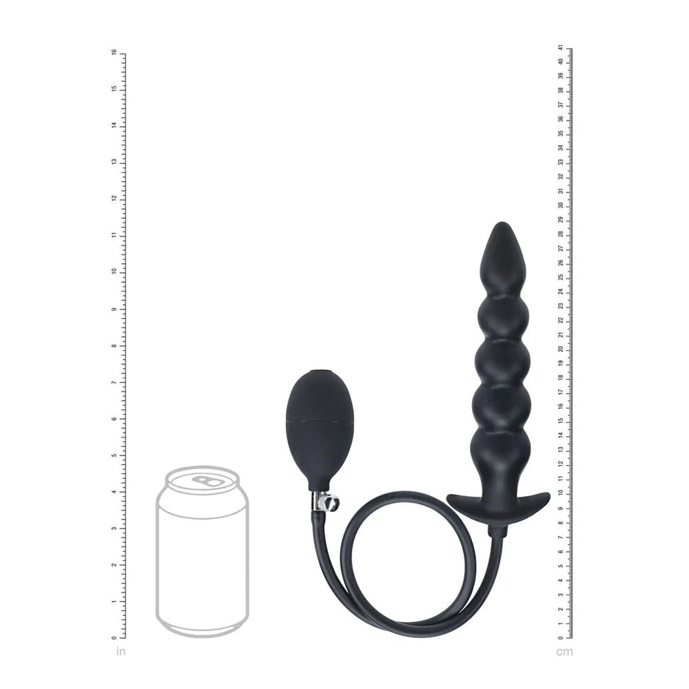 LEVELZ Beaded Inflatable Anal Plug - Black Inflatable Butt Plug-LVL04-0002BLK