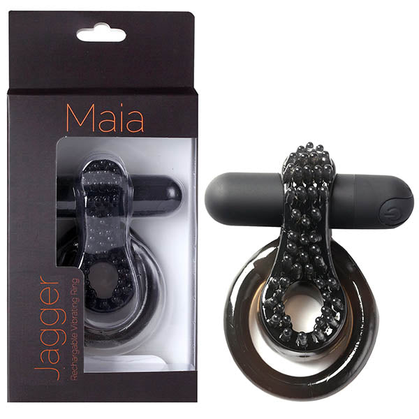 Maia Jagger - Black USB Rechargeable Vibrating Cock & Ball Ring-MA1721-BK1