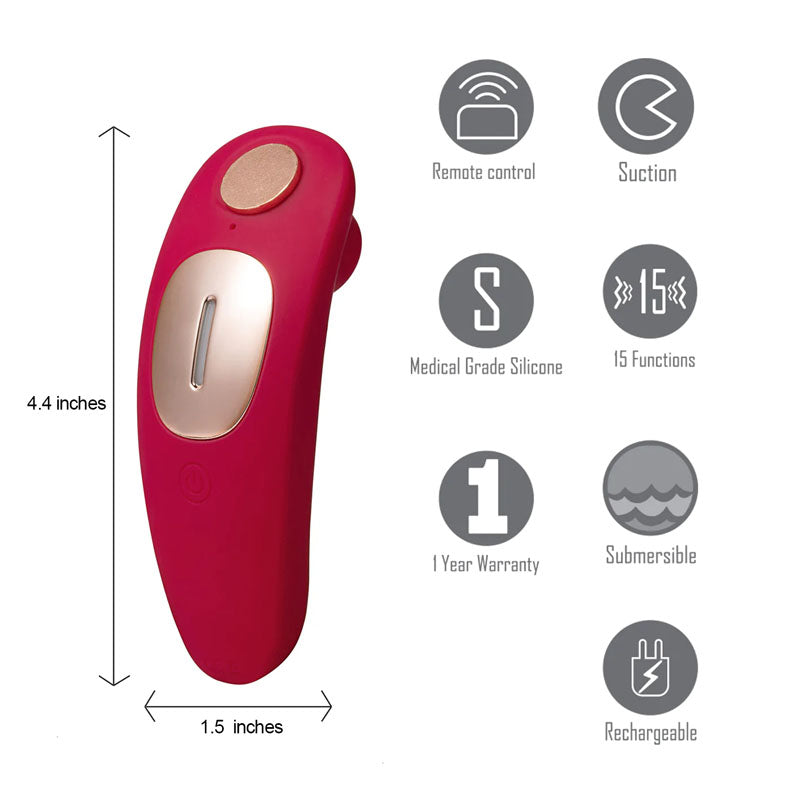 Maia Remi - Red USB Rechargeable Panty Vibe with Suction-MA2107