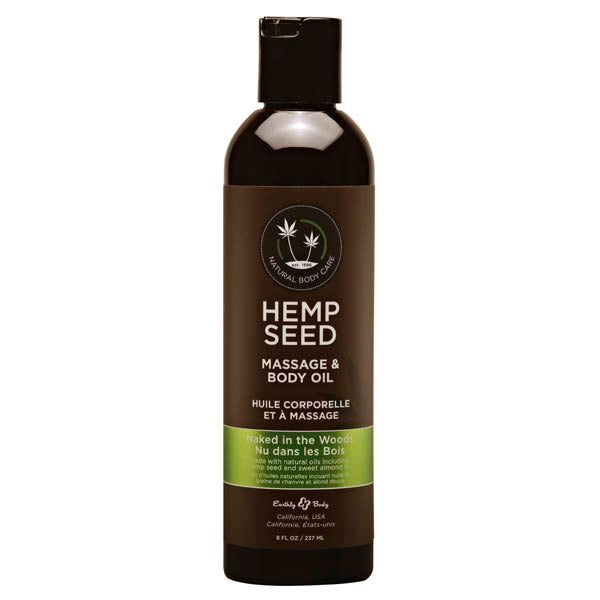 Hemp Seed Massage & Body Oil - Naked In The Woods (White Tea & Ginger) Scented - 237 ml Bottle-MAS022