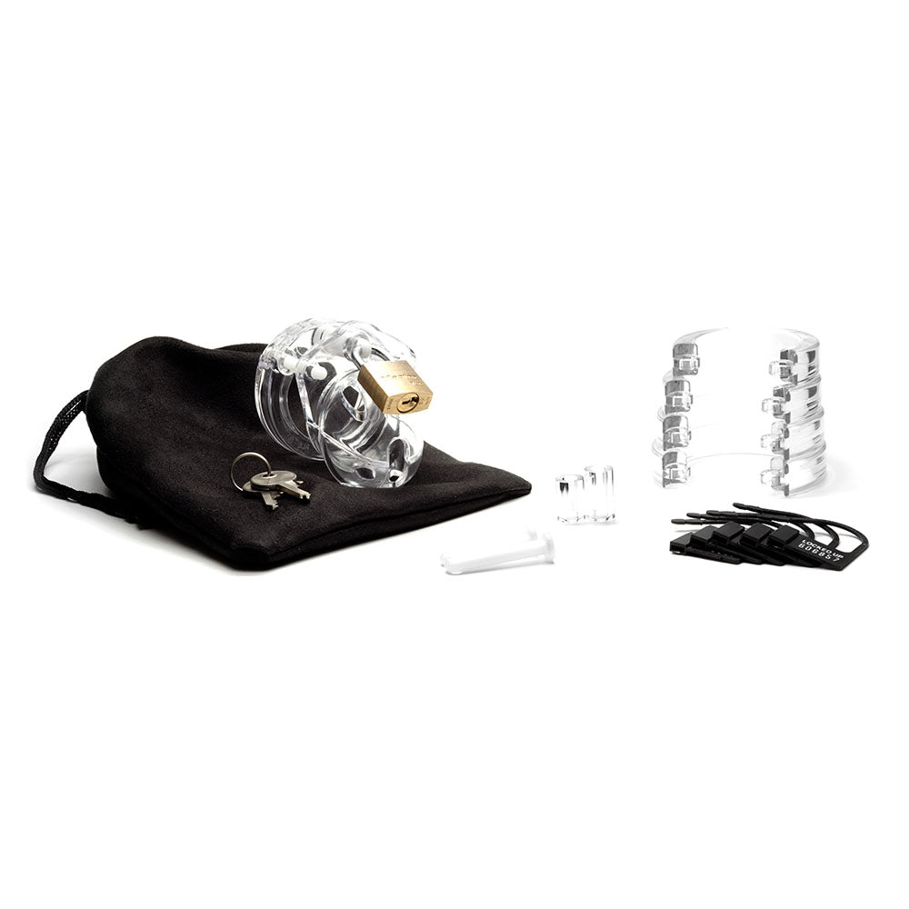 Mini-Me Black Chastity Cock Cage Kit - Clear-(mm-clr)