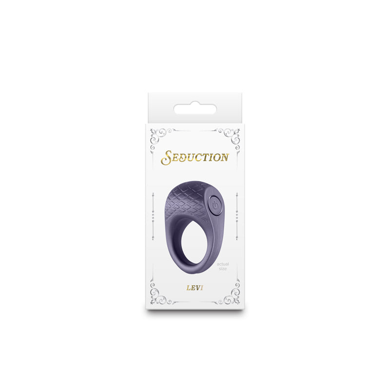 Seduction - Levi - Metallic Grey - Metallic Grey USB Rechargeable Vibrating Cock Ring-NSN-0236-39