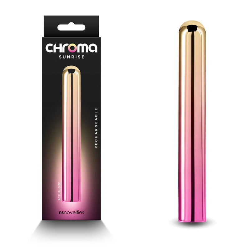 Chroma Sunrise - Large - Metallic Pink/Gold 13.8 cm USB Rechargeable Vibrator-NSN-0305-40