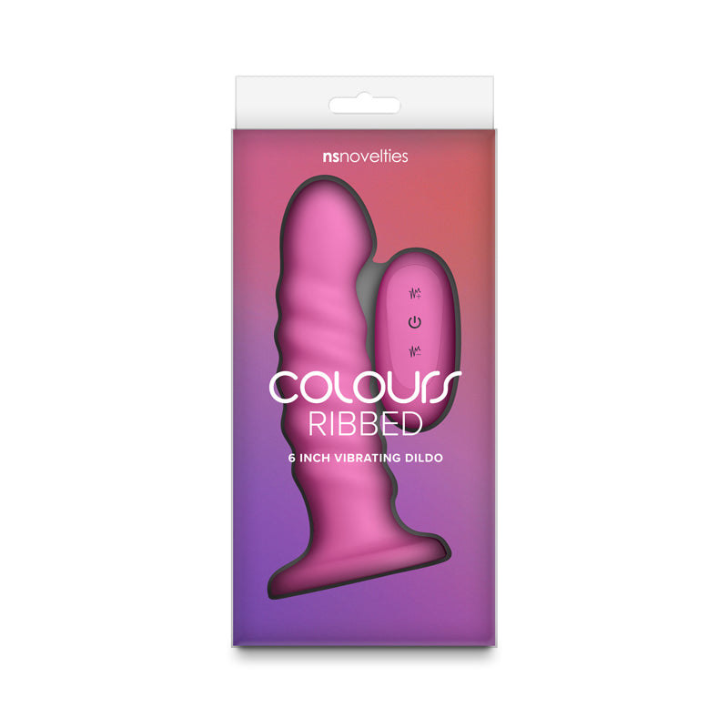 Colours Ribbed - 6 Vibrating Dildo - Pink - Pink 16.5 cm USB Rechargeable Vibrating Dildo with Wireless Remote - NSN-0401-54