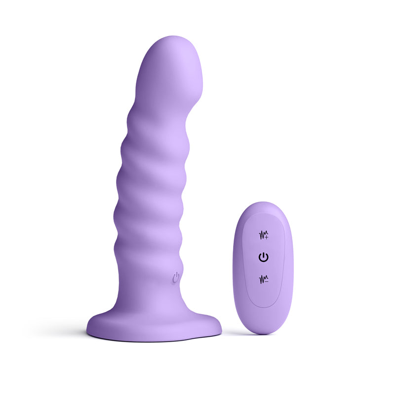 Colours Ribbed - 6 Vibrating Dildo - Purple - Purple 16.5 cm USB Rechargeable Vibrating Dildo with Wireless Remote - NSN-0401-55