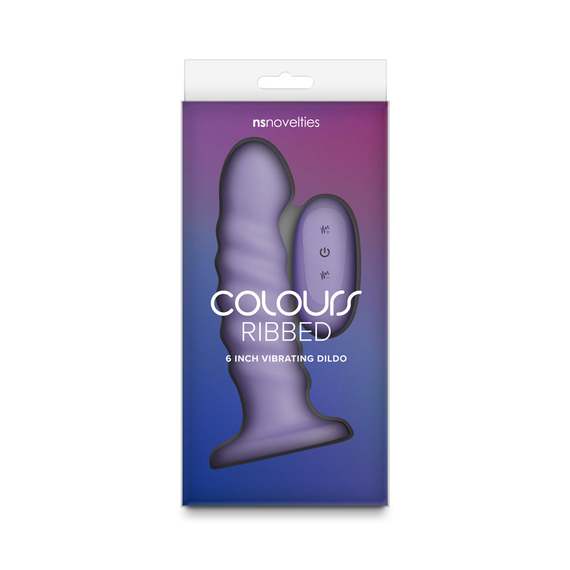 Colours Ribbed - 6 Vibrating Dildo - Purple - Purple 16.5 cm USB Rechargeable Vibrating Dildo with Wireless Remote - NSN-0401-55