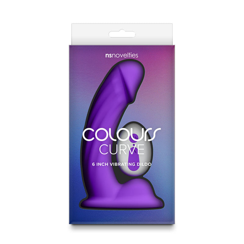 Colours Curve - Vibrating 6 Dildo - Purple - Purple 16.4 cm USB Rechargeable Vibrating Dildo with Wireless Remote-NSN-0402-55