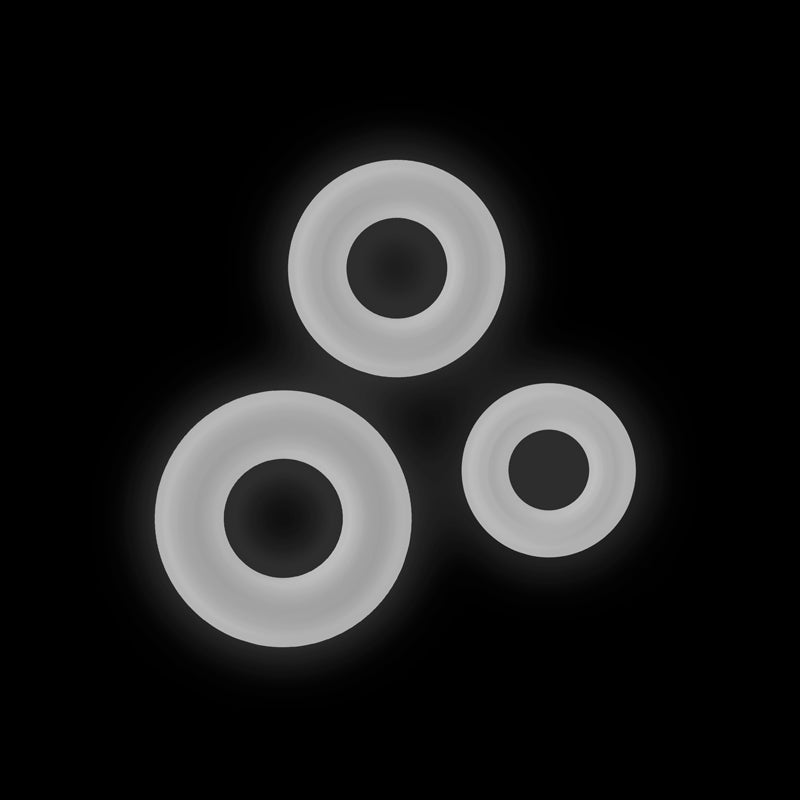 Firefly - 3pc Bubble Rings - White - Glow in Dark Cock Rings - Set of 3 Sizes-NSN-0474-01