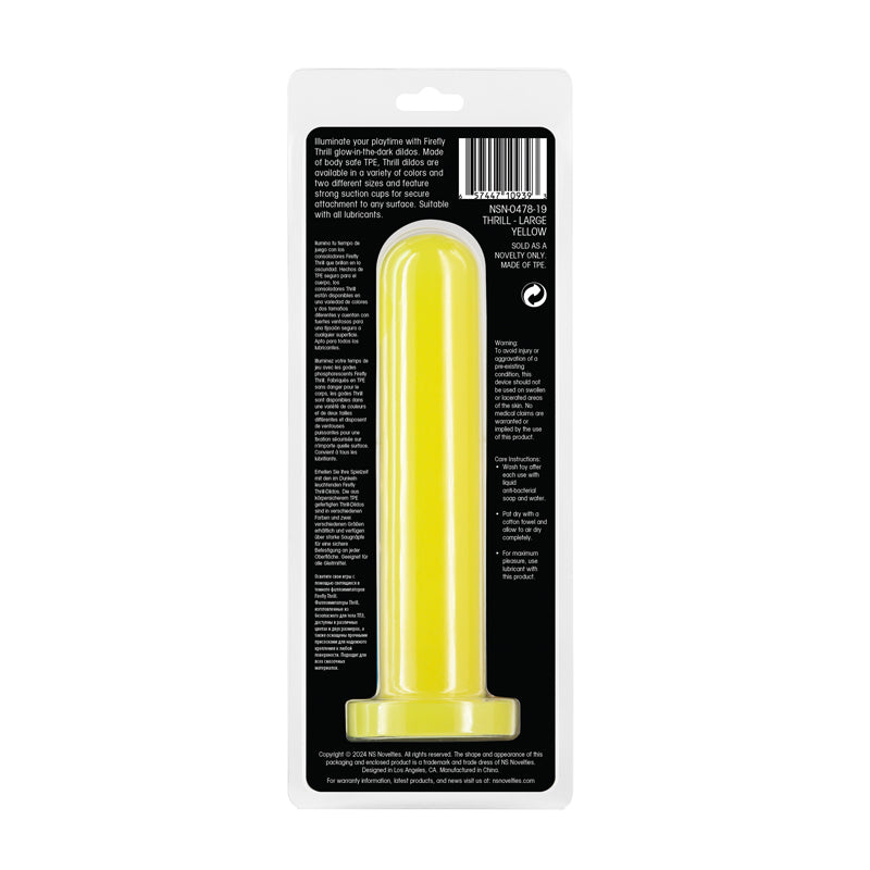 Firefly - Thrill - Yellow - Large - Glow in Dark Yellow 19.3 cm Large Dildo-NSN-0478-19