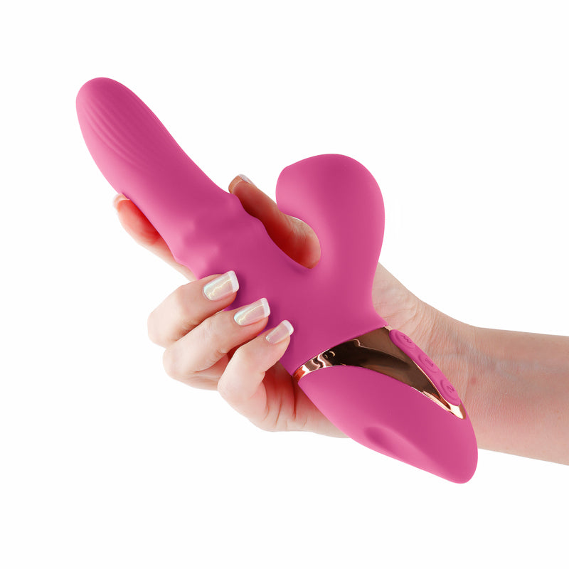 INYA Enamour - Pink - Pink 31.5 cm USB Rechargeable Vibrator with Air Pulse-NSN-0552-54