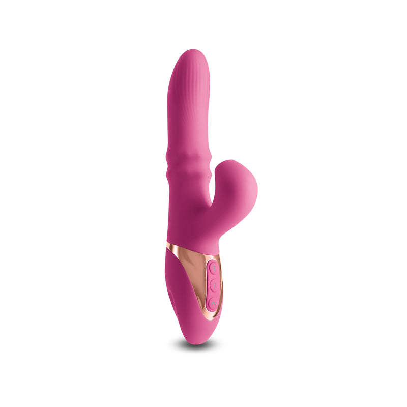 INYA Enamour - Pink - Pink 31.5 cm USB Rechargeable Vibrator with Air Pulse-NSN-0552-54