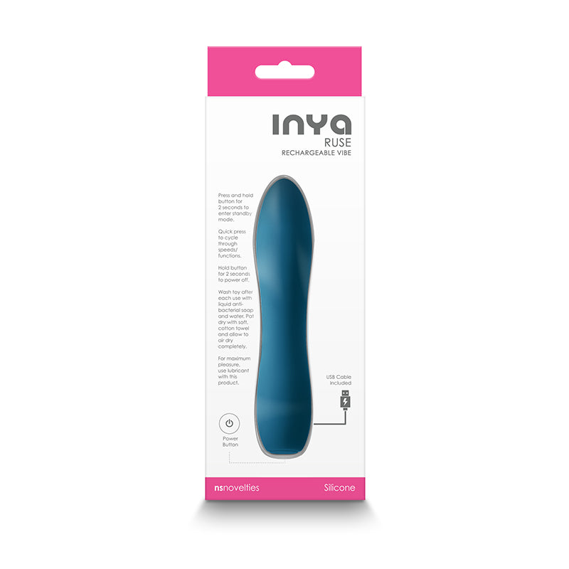 INYA Ruse - Teal - Teal 13.8 cm USB Rechargeable Vibrator-NSN-0554-07