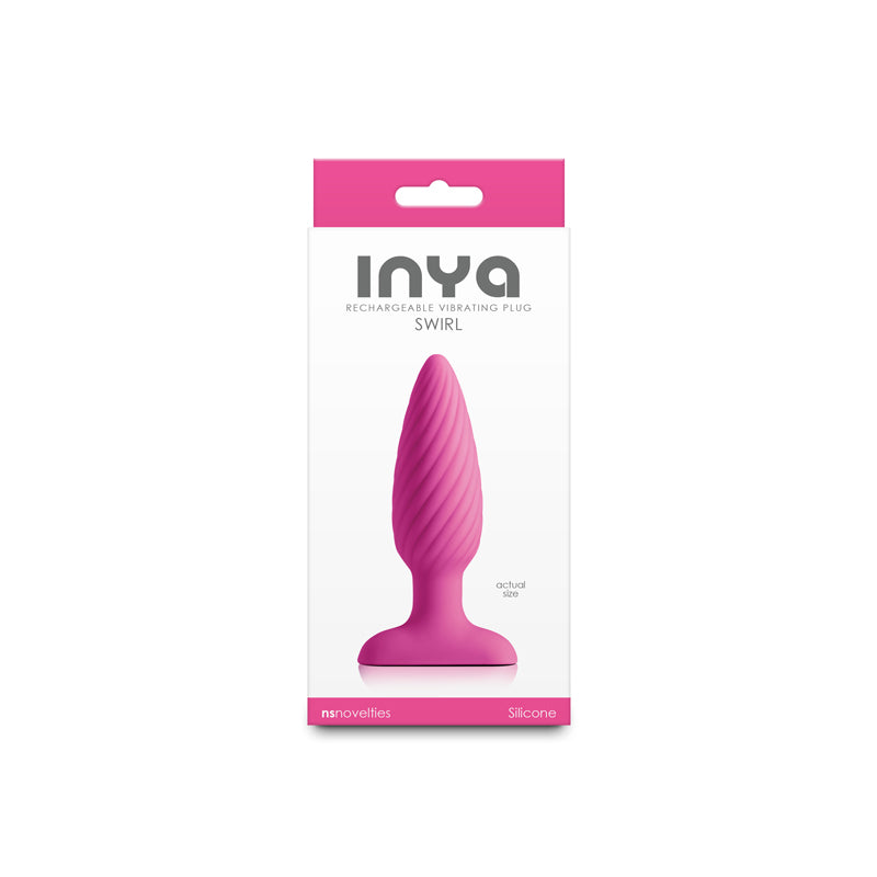 INYA Swirl - Pink - Pink 10.7 cm USB Rechargeable Vibrating Butt Plug - NSN-0558-54