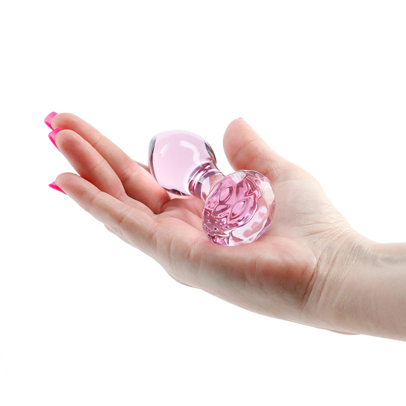 Crystal Gem - Pink - Pink 9 cm Glass Butt Plug-NSN-0718-14