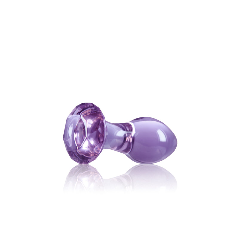 Crystal Gem - Purple - Purple 9 cm Glass Butt Plug-NSN-0718-15