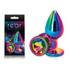 Rear Assets Multi Coloured Medium - Multi Coloured Medium Metal Butt Plug with Rainbow Gem Base-NSN-0960-29