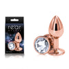 Rear Assets Rose Gold Small - Rose Gold Small Metal Butt Plug with Clear Gem Base-NSN-0961-11