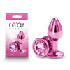 Rear Assets - Small - Pink - Pink 7.1 cm Small Metal Butt Plug with Pink Round Gem Base-NSN-0964-04