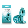 Rear Assets - Small - Teal - Teal 7.1 cm Small Metal Butt Plug with Teal Round Gem Base-NSN-0964-07