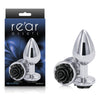 Rear Assets Rose - Medium - Chrome 8.9 cm Metal Butt Plug with Black Rose Base-NSN-0965-23