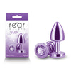 Rear Assets Petite - Purple - Purple 6 cm Metal Butt Plug with Purple Round Gem Base-NSN-0966-05