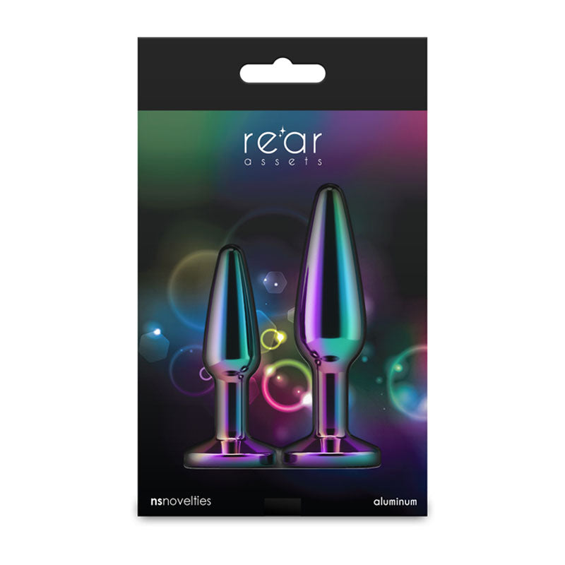 Rear Assets Tapered Trainer Kit - Multicolour - Multicoloured Metal Butt Plugs - Set of 2 Sizes-NSN-0969-09