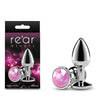 Rear Assets Silver - Small - Pink Gem - Silver Small Metal Butt Plug with Pink Gem Base - NSN-0970-04