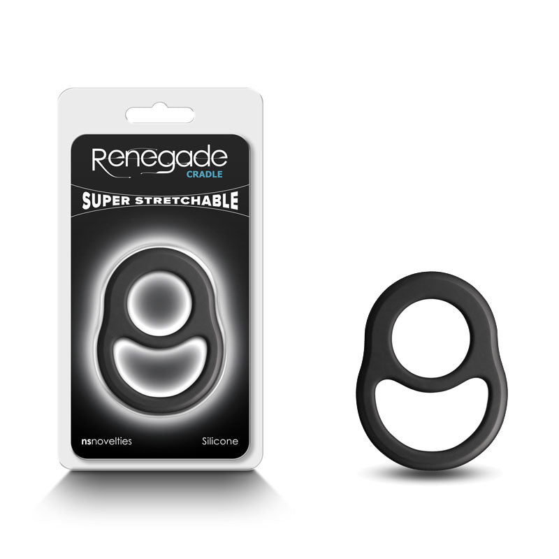 Renegade Cradle - Black - Black Cock & Balls Ring-NSN-1112-23