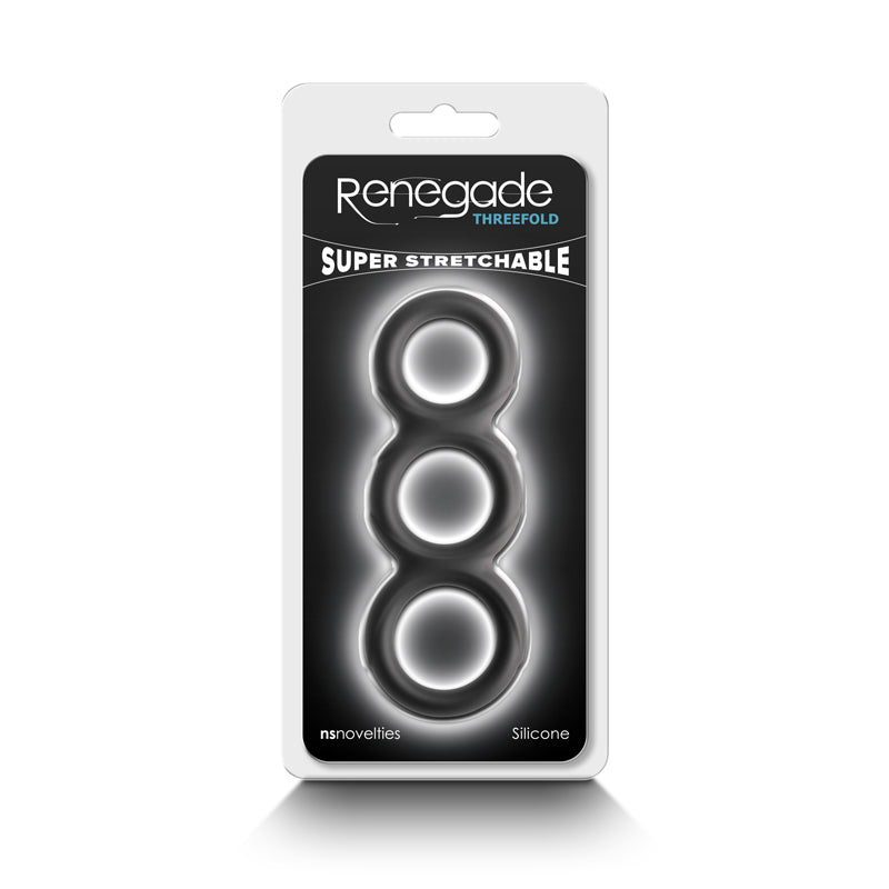 Renegade Threefold - Black - Black Cock & Balls Rings-NSN-1112-43