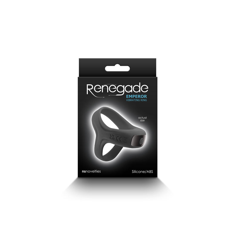 Renegade Emperor - Black - Black USB Rechargeable Vibrating Cock & Ball Rings-NSN-1119-33