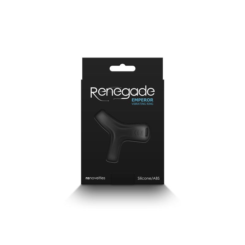 Renegade Emperor - Black - Black USB Rechargeable Vibrating Cock & Ball Rings-NSN-1119-33