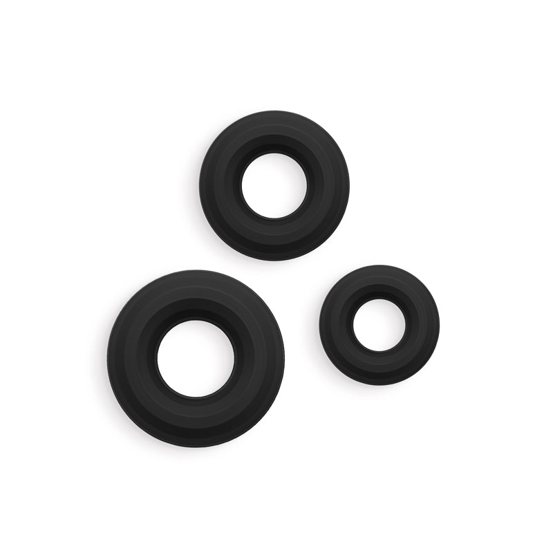 Renegade 3pc Fireman Rings - Black - Black Cock Rings - Set of 3 Sizes