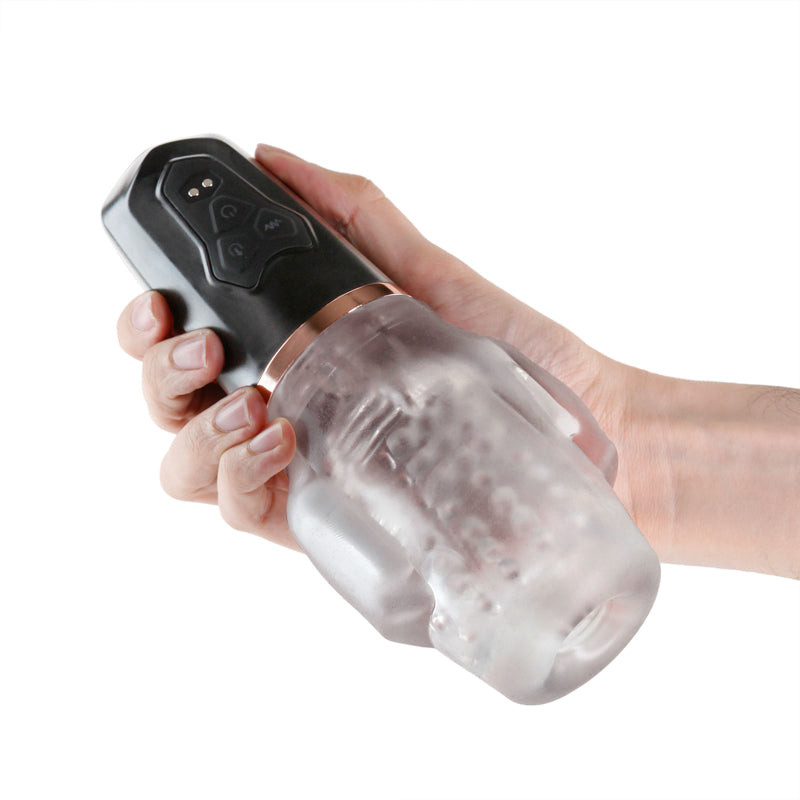 Renegade Avenger - Clear/Black USB Rechargeable Sucking Masturbator-NSN-1131-23