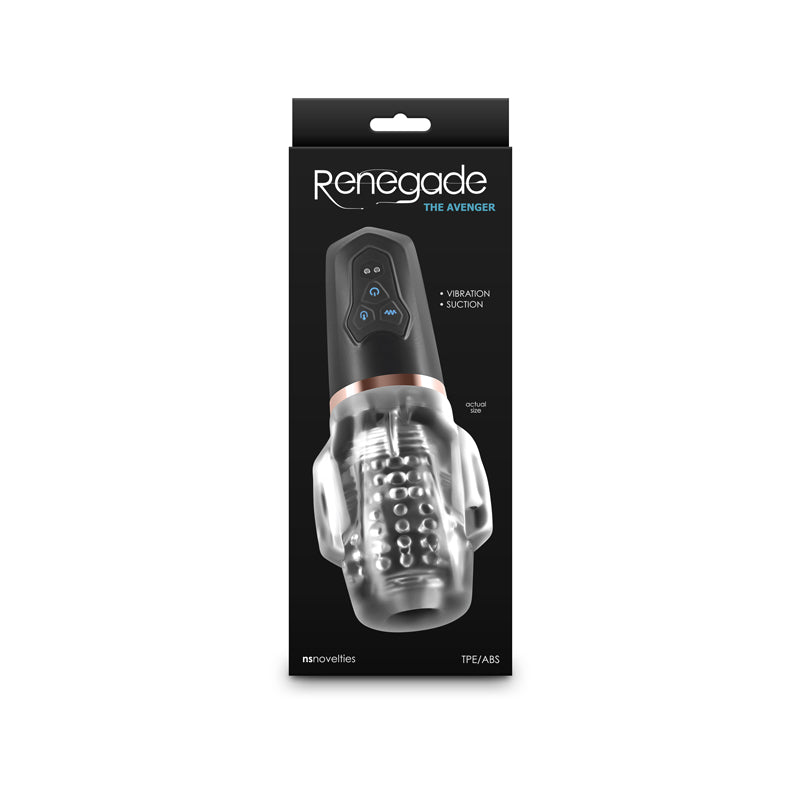 Renegade Avenger - Clear/Black USB Rechargeable Sucking Masturbator-NSN-1131-23