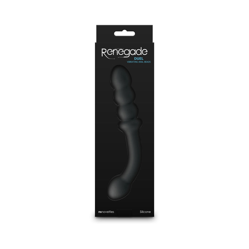 Renegade Duel - Black - Black 21.4 cm USB Rechargeable Vibrating Double Ended Anal Wand-NSN-1132-33