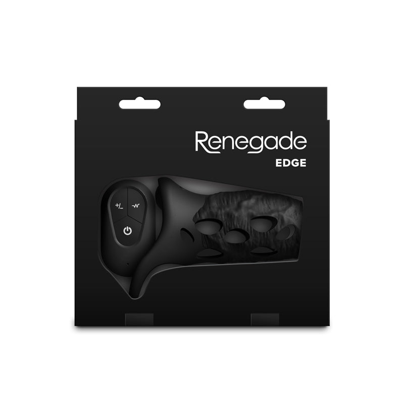 Renegade Edge - Black - Black USB Rechargeable Vibrating Penis Sleeve with Wireless Remote - NSN-1165-33