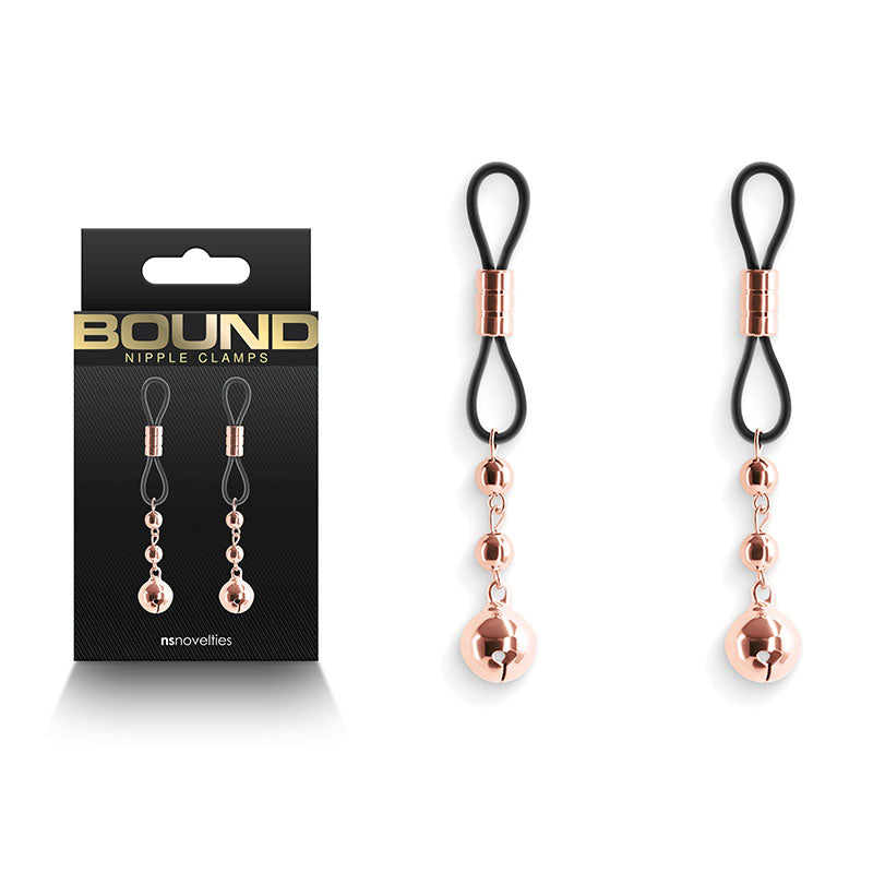 Bound Nipple Clamps - D1 - Rose Gold - Rose Gold/Black Nipple Clamps - Set of 2-NSN-1302-61