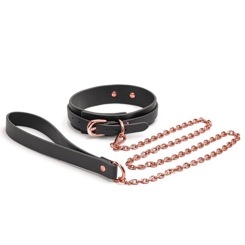 Bondage Couture Collar & Leash - Black - Black Restraint-NSN-1306-23