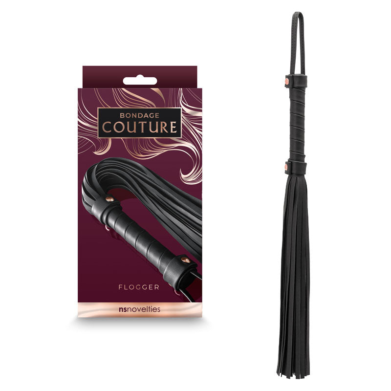 Bondage Couture Flogger - Black - Black Flogger Whip-NSN-1306-53